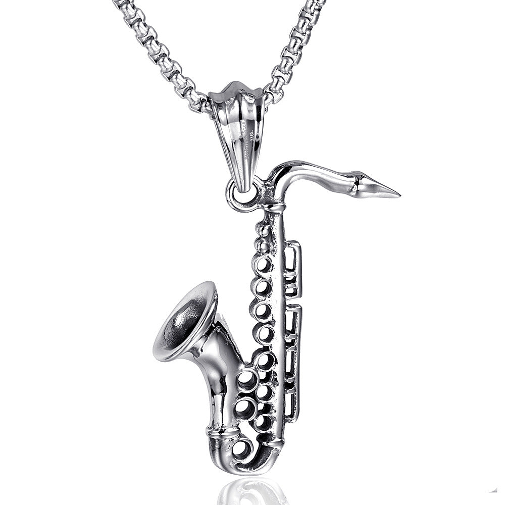 Personalized stainless steel flute necklace