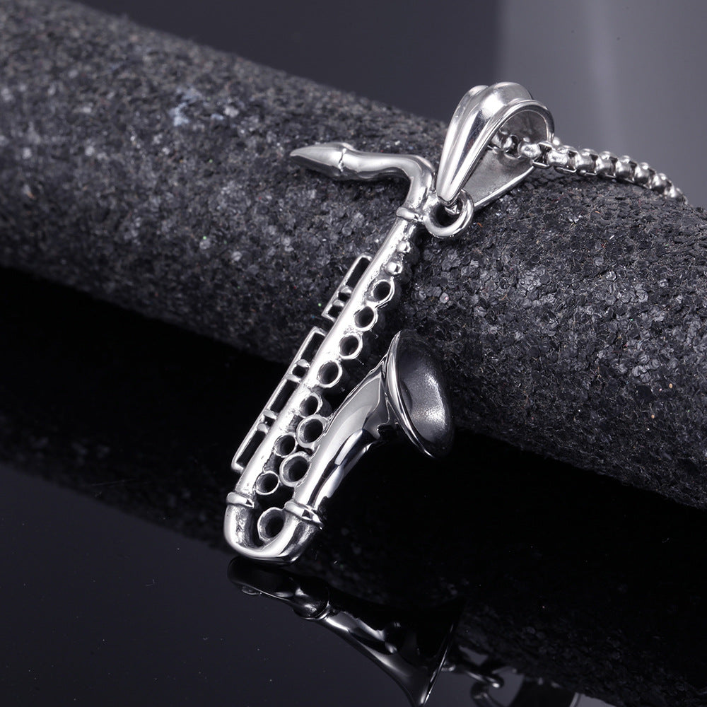 Personalized stainless steel flute necklace