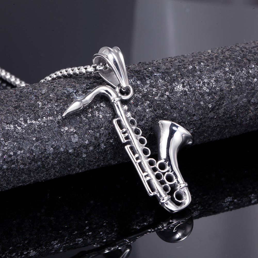 Personalized stainless steel flute necklace