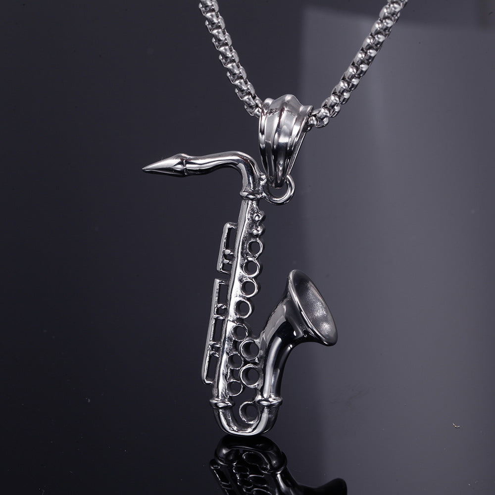 Personalized stainless steel flute necklace