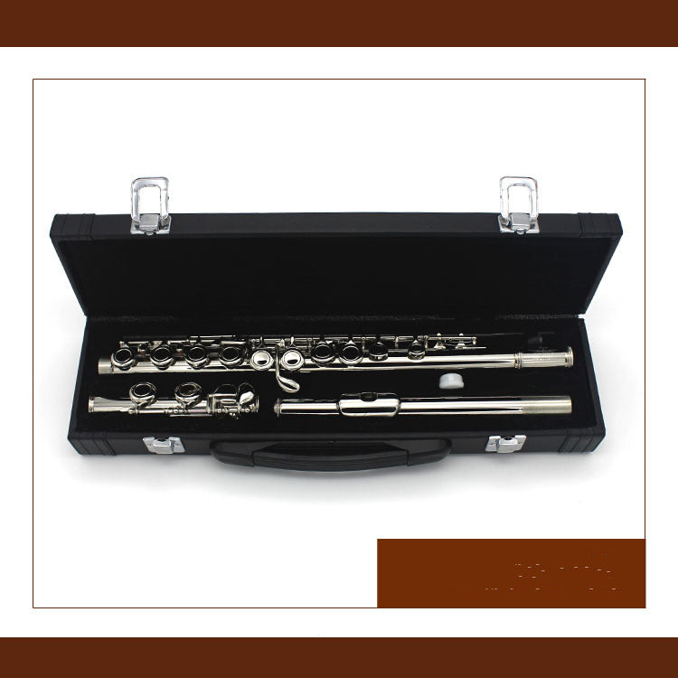 Flute 16-hole E Key C Tail Nickel-plated Silver Musical Instrument Student Beginner